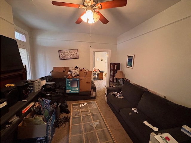 26 Carrick Ave, Carrick, PA 15210 - carpeted living area featuring a ceiling fan