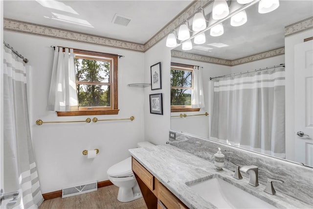116 Rizzi Dr, Penn Twp Wml, PA 15642 - full bathroom with vanity, plenty of natural light, wood finished floors, and a shower with curtain