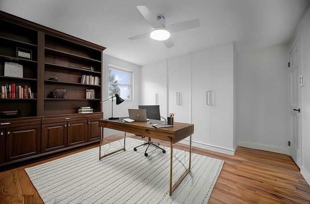 1202 Oakridge Rd, South Fayette, PA 15057 - home office featuring light wood-style floors and a ceiling fan