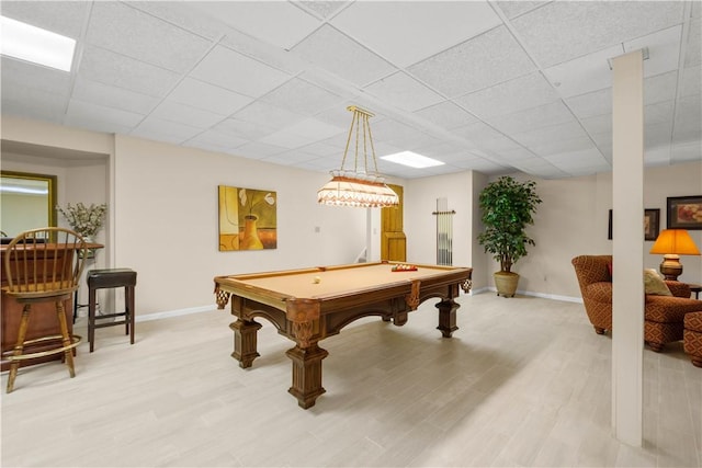 1648 Blackburn Heights Dr, Ohio Twp, PA 15143 - recreation room featuring billiards table, light wood-type flooring, and a drop ceiling