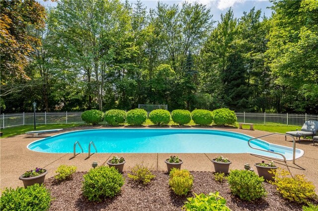 1648 Blackburn Heights Dr, Ohio Twp, PA 15143 - view of pool with a patio area, a diving board, and view of scattered trees