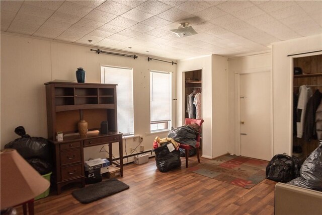 47-49 S S 5th St, Indiana Boro Ind, PA 15701 - bedroom with wood finished floors, baseboard heating, and two closets