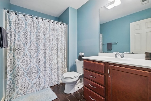 322 Dirkshire Ct, Adams Twp, PA 16046 - bathroom featuring vanity, a shower with shower curtain, and wood finished floors