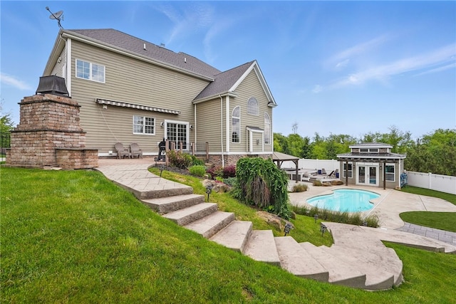 322 Dirkshire Ct, Adams Twp, PA 16046 - back of property featuring a patio area, an exterior structure, an outdoor structure, and french doors