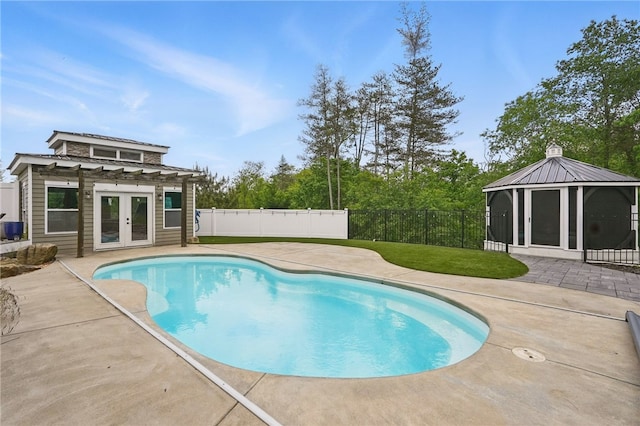 322 Dirkshire Ct, Adams Twp, PA 16046 - view of pool featuring a gazebo, french doors, a patio area, and an outdoor structure