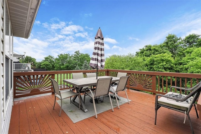 196 Oakbrook Cir, Banksville/Westwood, PA 15220 - wooden deck with outdoor dining area