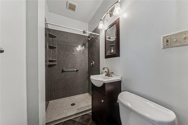 585 Dugan Way, New Kensington, PA 15068 - bathroom with a walk in shower, vanity, and tile patterned flooring