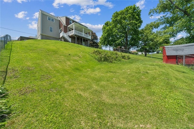 585 Dugan Way, New Kensington, PA 15068 - view of yard featuring an outdoor structure and stairs