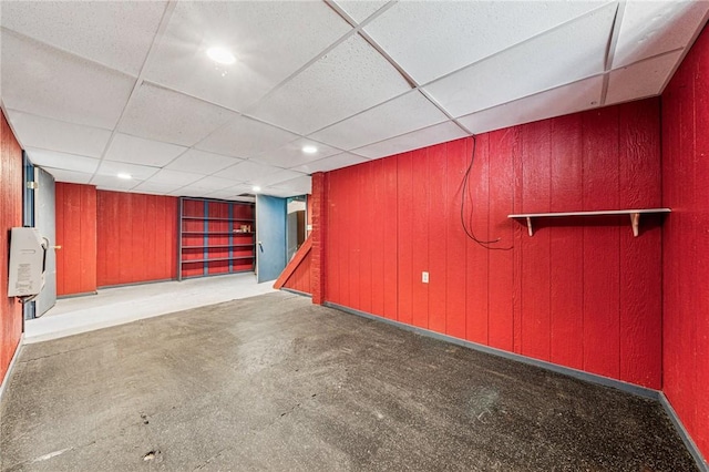 585 Dugan Way, New Kensington, PA 15068 - finished basement with a drop ceiling and wooden walls