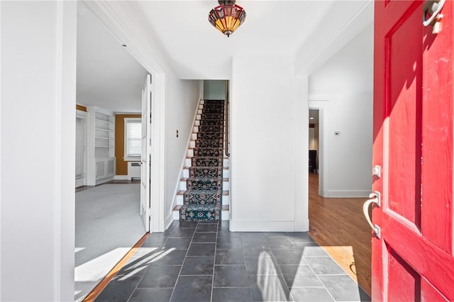 1216 Laclair Ave, Regent Square, PA 15218 - entryway with stairway and dark tile patterned floors