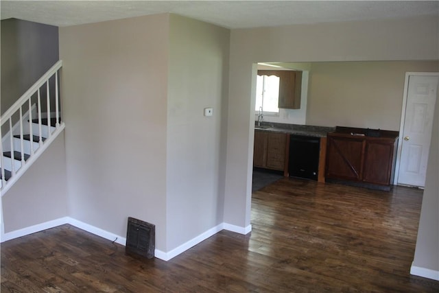 125 Clay St, Marion Twp, PA 16020 - kitchen with black dishwasher, dark wood-type flooring, and dark countertops