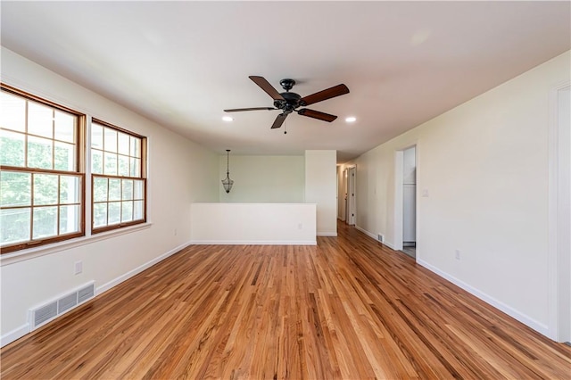 25 Nottingham Dr, Hempfield Twp, PA 15601 - empty room with recessed lighting, a ceiling fan, and light wood-type flooring
