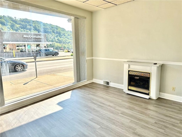 314-316 W Main St, Monongahela, PA 15063 - doorway to outside featuring a drop ceiling, wood finished floors, and a fireplace