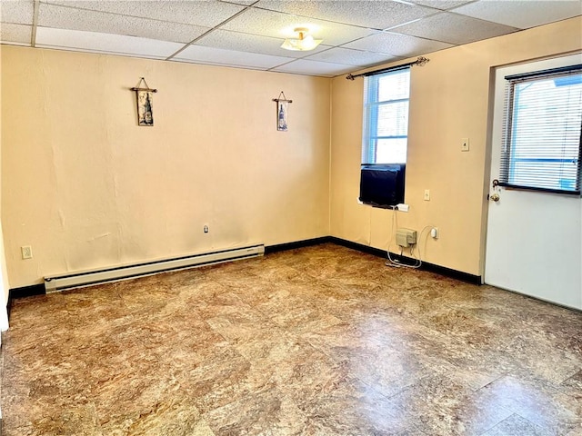 314-316 W Main St, Monongahela, PA 15063 - spare room with a baseboard radiator, a paneled ceiling, and tile patterned floors