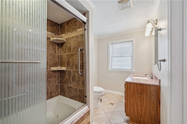 2617-2619 Spring Garden Ave, Spring Garden, PA 15212 - full bathroom featuring tile patterned floors, vanity, crown molding, tiled shower / bath, and a textured ceiling