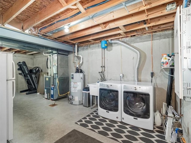 2707 Country Club Dr, Robinson Twp, PA 15205 - laundry area with gas water heater, separate washer and dryer, and heating unit