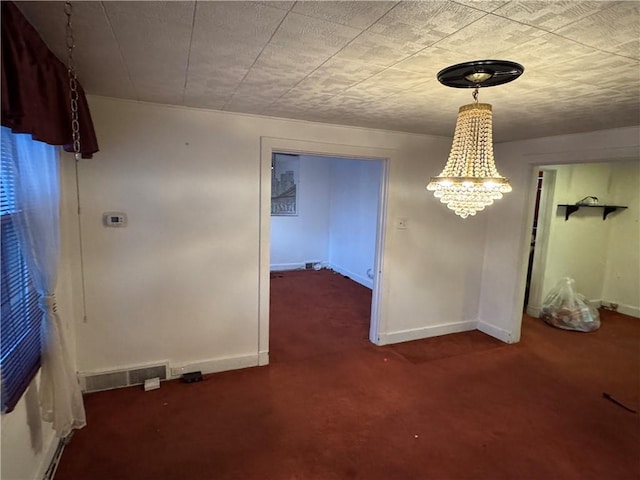 3238 Hardie Way, Oakland, PA 15213 - unfurnished dining area with a chandelier and carpet flooring