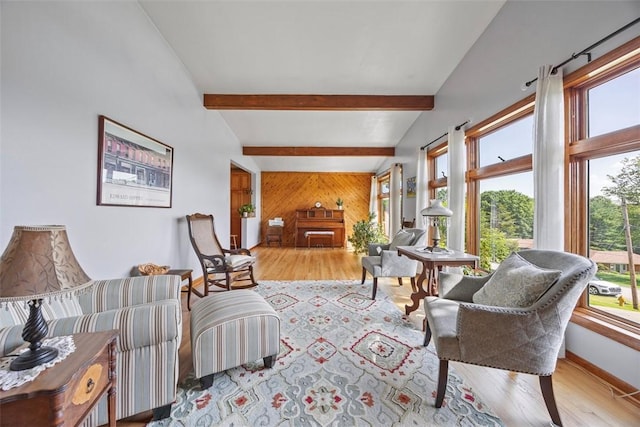 367 Crescent Dr, Canton Twp, PA 15301 - living room featuring wood finished floors and wood walls
