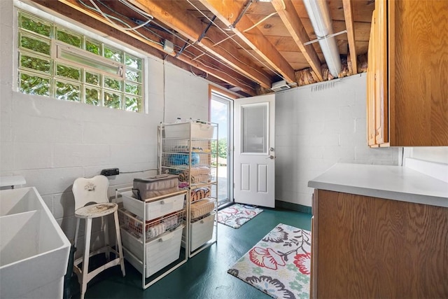 367 Crescent Dr, Canton Twp, PA 15301 - basement featuring concrete block wall and a sink