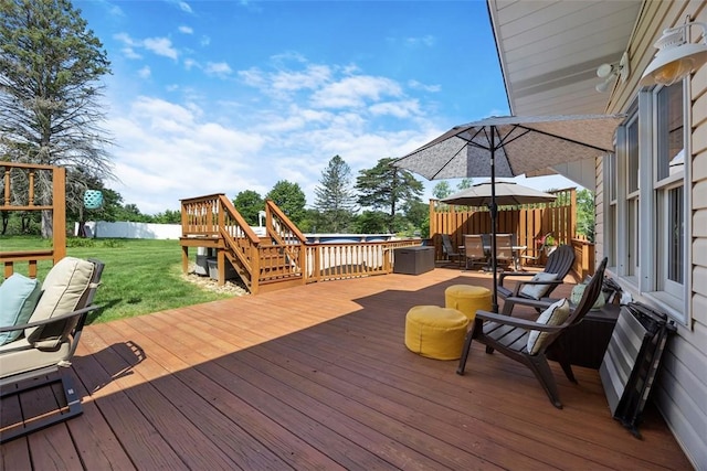 367 Crescent Dr, Canton Twp, PA 15301 - deck featuring outdoor dining space and a fenced backyard