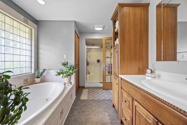 367 Crescent Dr, Canton Twp, PA 15301 - bathroom with vanity, a shower stall, and a bath