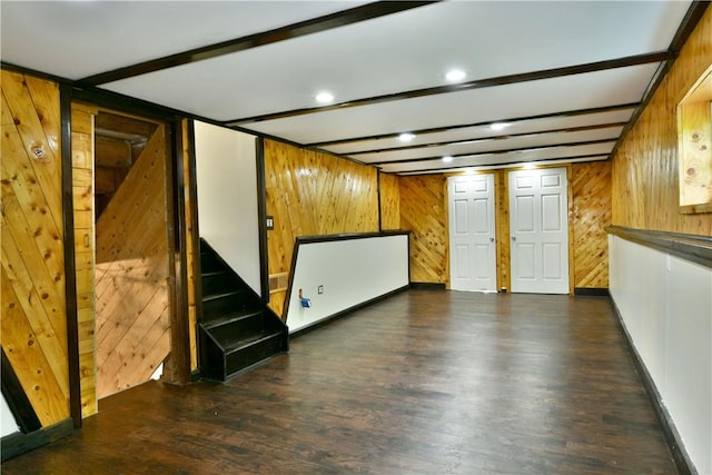 49 N Oakdale Ave, Hermitage, PA 16148 - finished basement with wooden walls, stairs, and wood finished floors