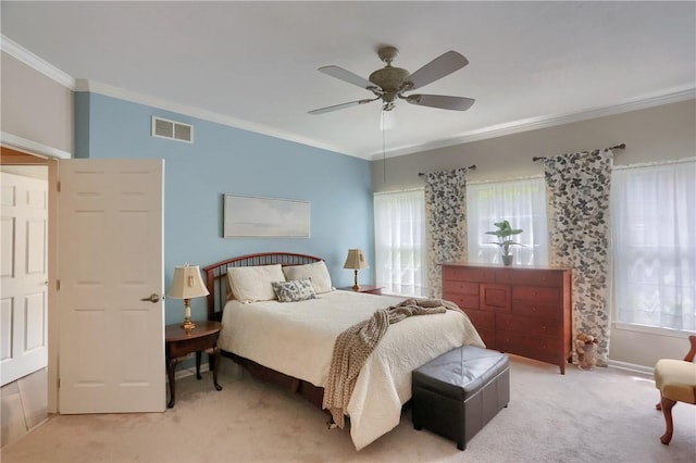 135 Linden Ct, Seven Fields Boro, PA 16046 - bedroom with ornamental molding, carpet flooring, and a ceiling fan