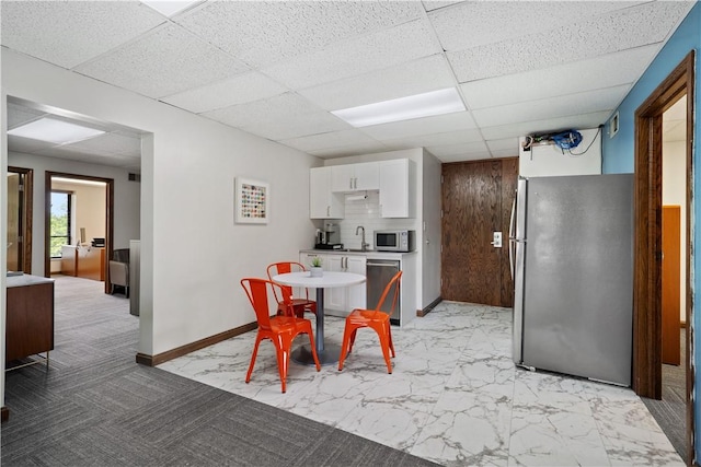 200 Commerce Dr Unit 210, Moon/Crescent Twp, PA 15108 - dining area featuring a paneled ceiling and light marble finish flooring