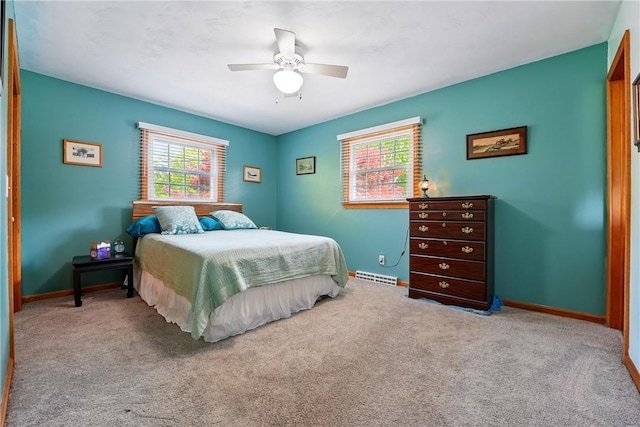 236 Fredonia Rd, Hempfield Twp Mer, PA 16125 - bedroom featuring carpet flooring, ceiling fan, and a baseboard heating unit