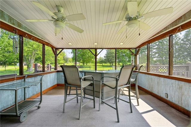 236 Fredonia Rd, Hempfield Twp Mer, PA 16125 - sunroom featuring ceiling fan and lofted ceiling