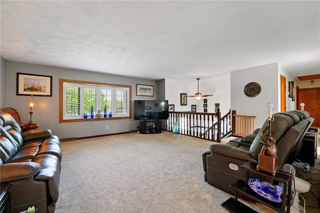 236 Fredonia Rd, Hempfield Twp Mer, PA 16125 - carpeted living area featuring a ceiling fan and baseboards