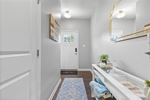 134 Black Oak Ln, Cecil, PA 15057 - doorway featuring dark wood-style floors and baseboards