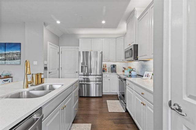 134 Black Oak Ln, Cecil, PA 15057 - kitchen featuring appliances with stainless steel finishes, light countertops, white cabinets, and recessed lighting
