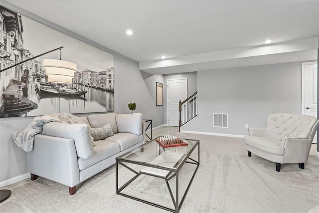 134 Black Oak Ln, Cecil, PA 15057 - living area with stairway, recessed lighting, and carpet