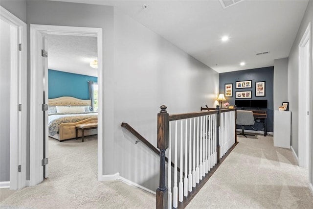 134 Black Oak Ln, Cecil, PA 15057 - hallway with carpet floors, an upstairs landing, an office area, and recessed lighting