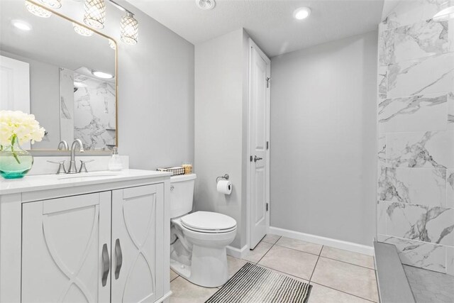 134 Black Oak Ln, Cecil, PA 15057 - bathroom with vanity, a marble finish shower, and recessed lighting