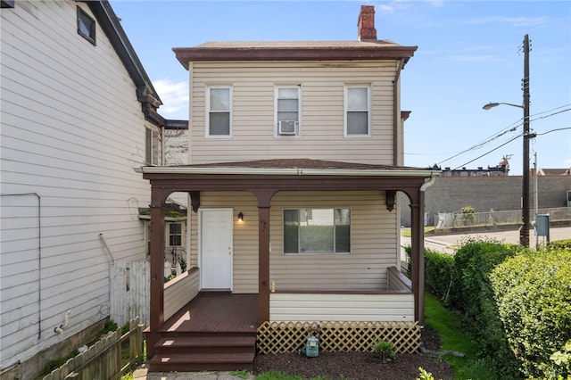 116 Walter, Allentown, PA 15210 - view of front of property featuring covered porch, a chimney, and cooling unit