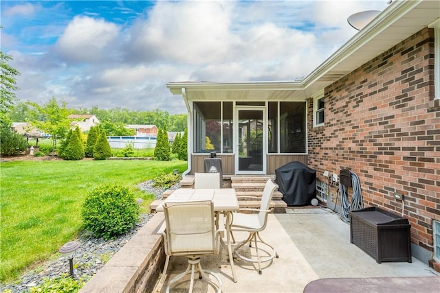 1116 Mcgovern Rd, Chartiers, PA 15342 - view of patio featuring a sunroom, area for grilling, and entry steps