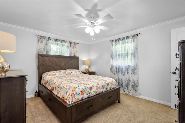 1116 Mcgovern Rd, Chartiers, PA 15342 - bedroom with light colored carpet, ornamental molding, and ceiling fan