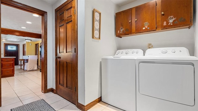 753 Bullcreek, City Of But Se, PA 16002 - laundry room with washer and dryer, cabinet space, recessed lighting, and light tile patterned floors