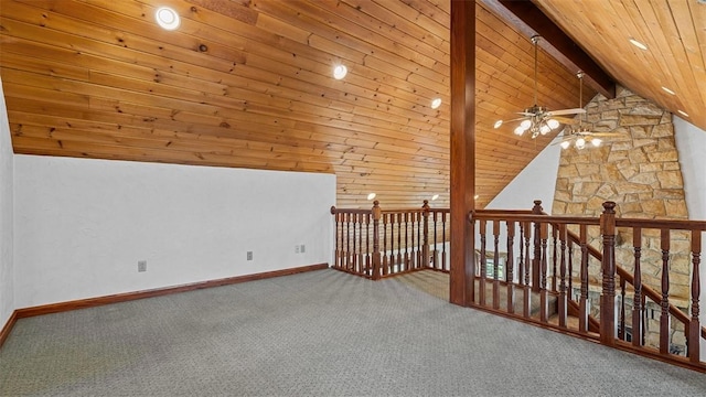 753 Bullcreek, City Of But Se, PA 16002 - bonus room featuring carpet floors, wood ceiling, and ceiling fan