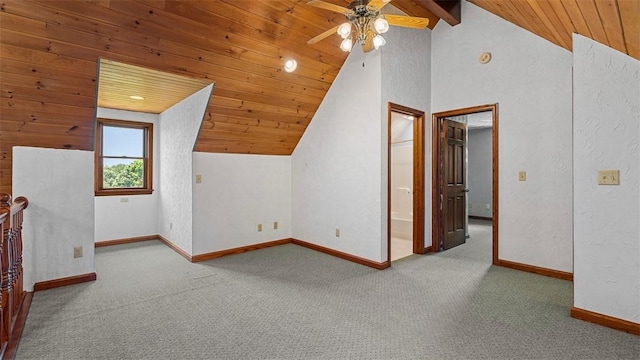 753 Bullcreek, City Of But Se, PA 16002 - additional living space with lofted ceiling, wood ceiling, a ceiling fan, and carpet
