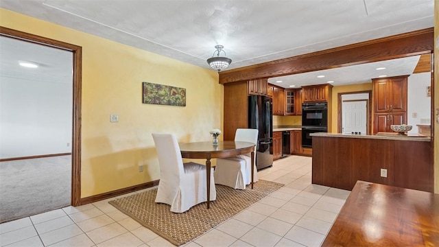 753 Bullcreek, City Of But Se, PA 16002 - dining space with light carpet, light tile patterned floors, and recessed lighting