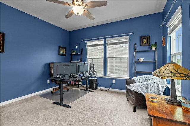 215 Saddle Ridge Dr, North Fayette, PA 15071 - office space with a ceiling fan, carpet, and healthy amount of natural light