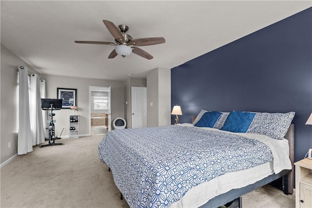 215 Saddle Ridge Dr, North Fayette, PA 15071 - carpeted bedroom with a ceiling fan and connected bathroom
