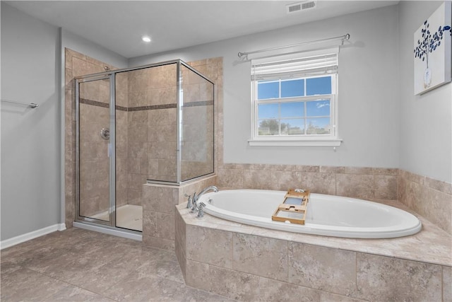 215 Saddle Ridge Dr, North Fayette, PA 15071 - bathroom featuring a garden tub and a shower stall