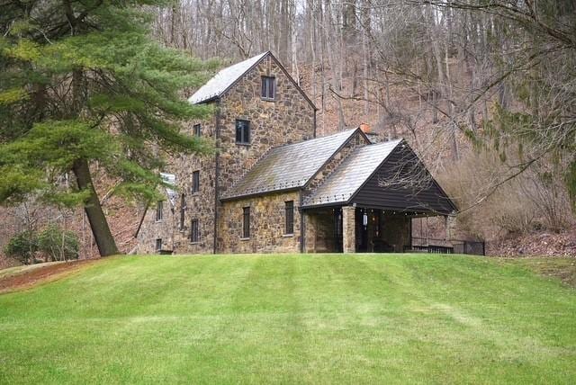 1397 Abers Creek Rd, Monroeville, PA 15146 - view of front of property with stone siding and a front lawn