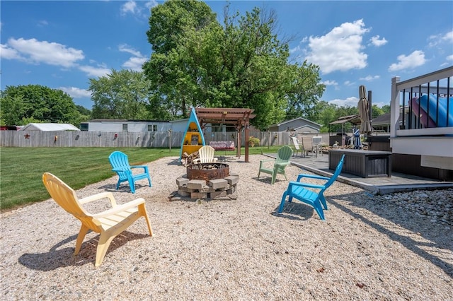 164 Seger Rd, Derry Twp, PA 15627 - view of play area with a fire pit and a fenced backyard