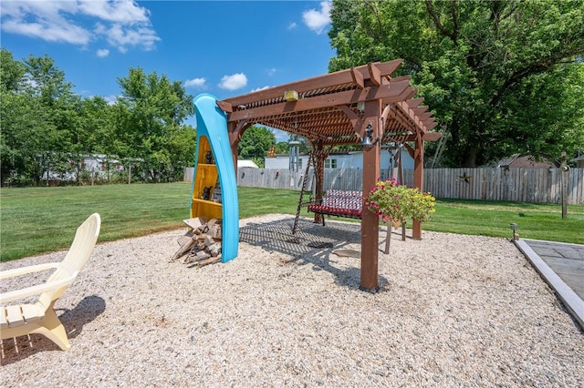 164 Seger Rd, Derry Twp, PA 15627 - view of play area featuring a pergola and a fenced backyard