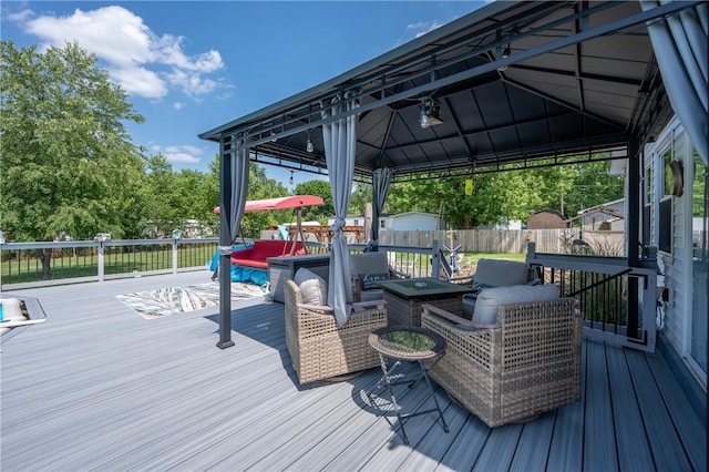 164 Seger Rd, Derry Twp, PA 15627 - wooden terrace with a gazebo and outdoor lounge area